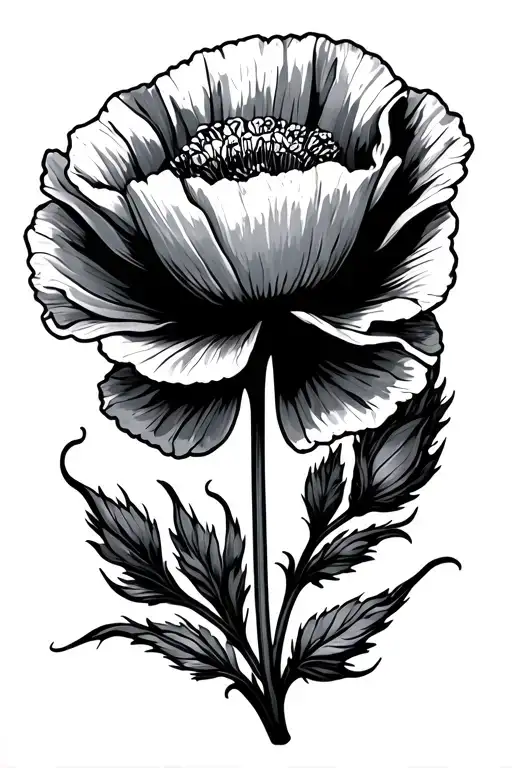 Poppy Flower With Turley Written In Caligraphy As The Stem