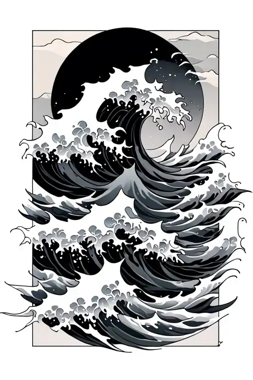 Japanese Water Waves Flowing