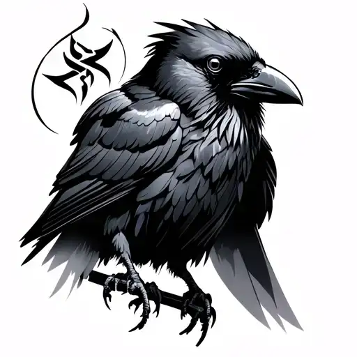 Crow With Runes