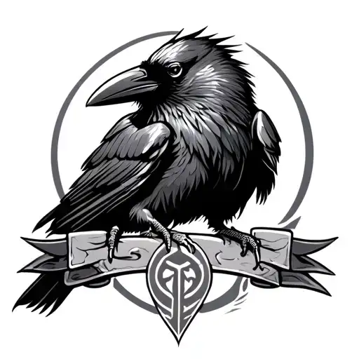 Crow With Viking Symbol