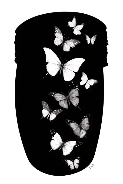 6 Butterflies In A Swingle Line Down The Thigh