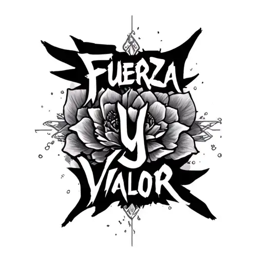 Fuerza Y Valor Writing With Japanese Background