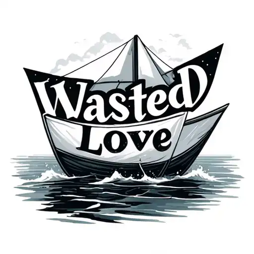 Paper Boat With Lettering Wasted Love