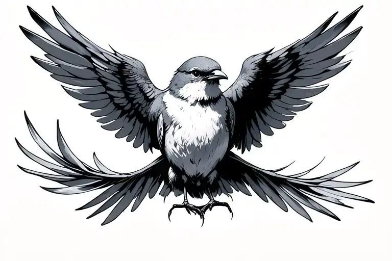 Small Eage With Winga Pov Above The Bird