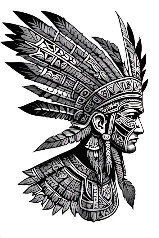 Aztec Warrior Face Surrounded