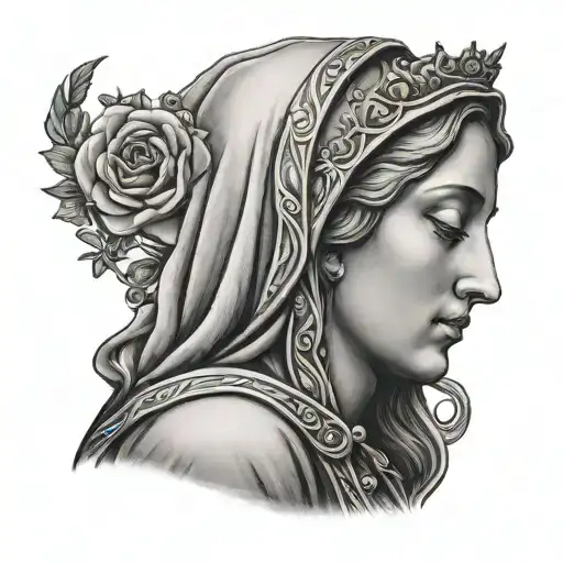 Virgin Mary Holding Someone's Head