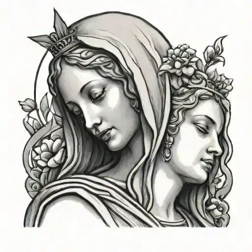 Virgin Mary Holding Someone's Ears