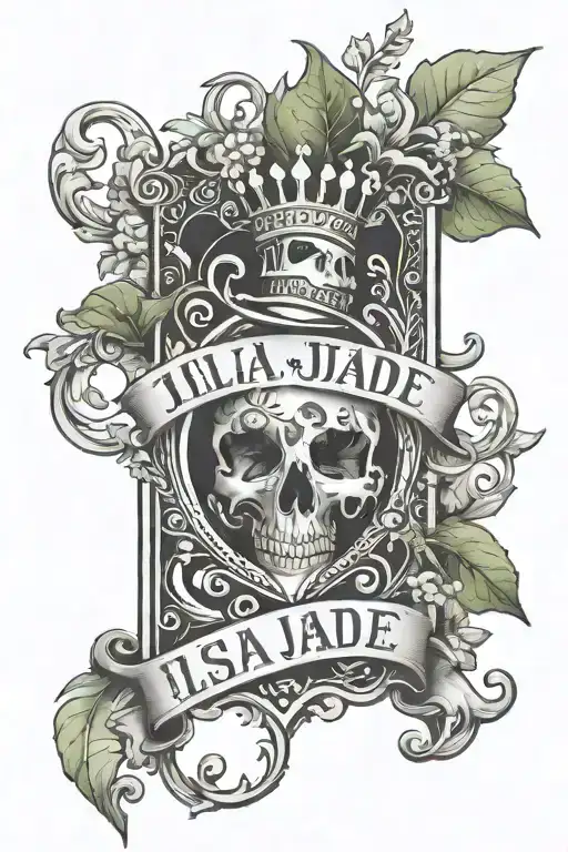 The Name Isla Jade Written On The King Of Hearts With An Island And Jade Plant On The Front