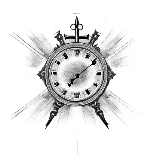 Clock With A Cross And A Dagger For Remembrance