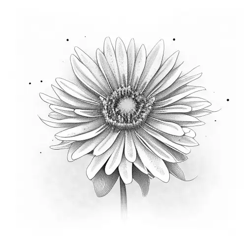 Aster Flower And Lili Flower Mother And Son Fine Lines