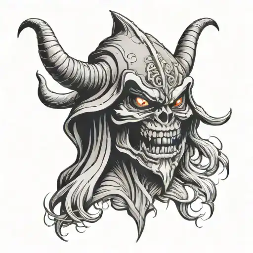 Hooded Reaper Japanes Oni Mask Pierced