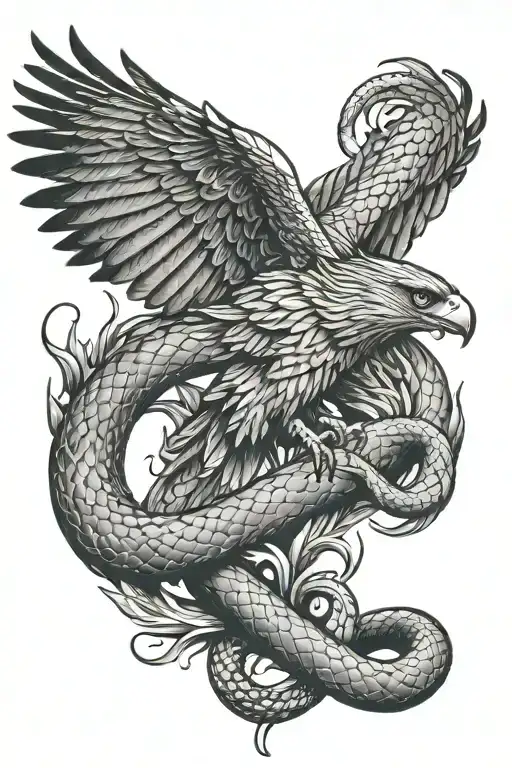 Hawk And Snake Fighting