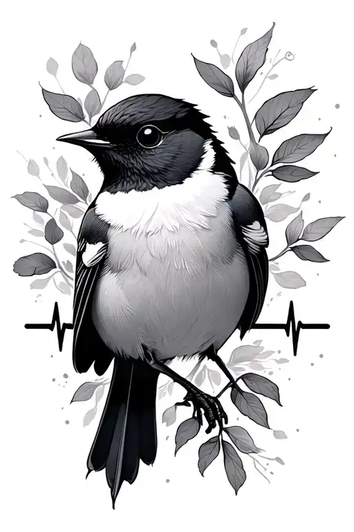 Willie Wagtail With A Heartbeat Line