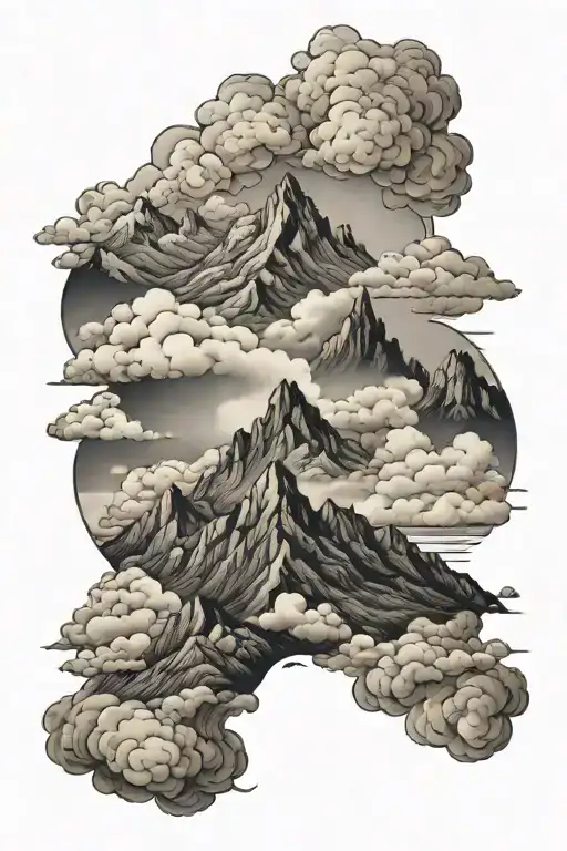 Heavenly Cloud Landscape Over Mountains