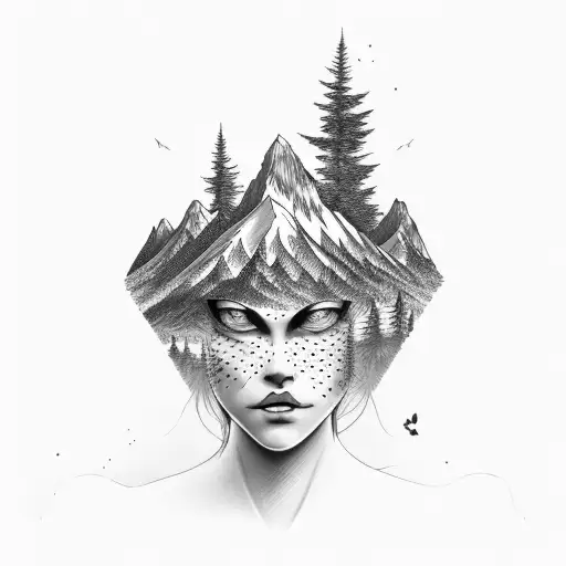 Moutain And Trees With Female Face