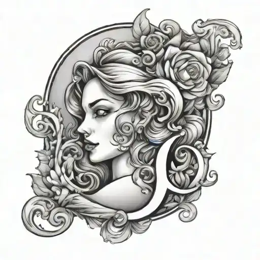 Letter C En I And F With A Beautiful Woman