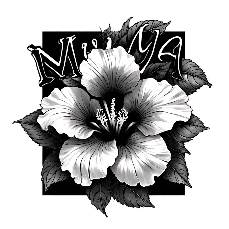 The Name 'Mya' In Crsive With A Hibicus Flower Intertwined