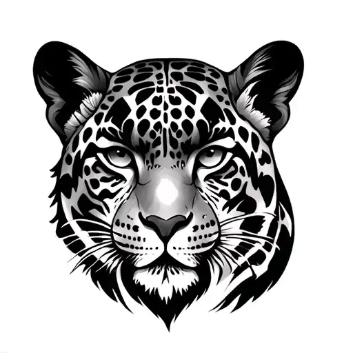 Mujer Aztec Jaguar Front Face Drawn