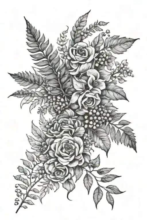 Rap Around Forearms Vine Tattoo With Ferns Flowers Berries And Honeysuckles
