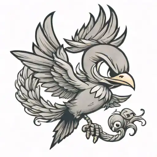 Looney Tunes Tweety Bird Tattoo Shoulder Flying Angry