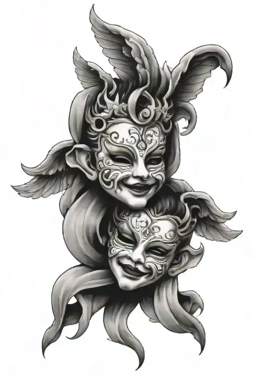 Comedy And Tragedy Mask On Baby Angels