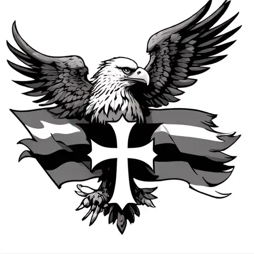 Eagle And Cross With Assyrian Flag Embedded Inside