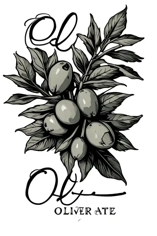 Cool Tattoo For Name Olliver With Olive Branch