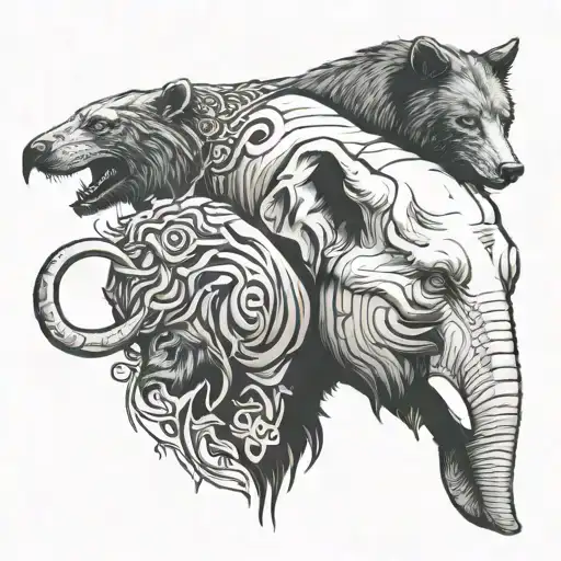Evil Wolf Elephant And Bear Head