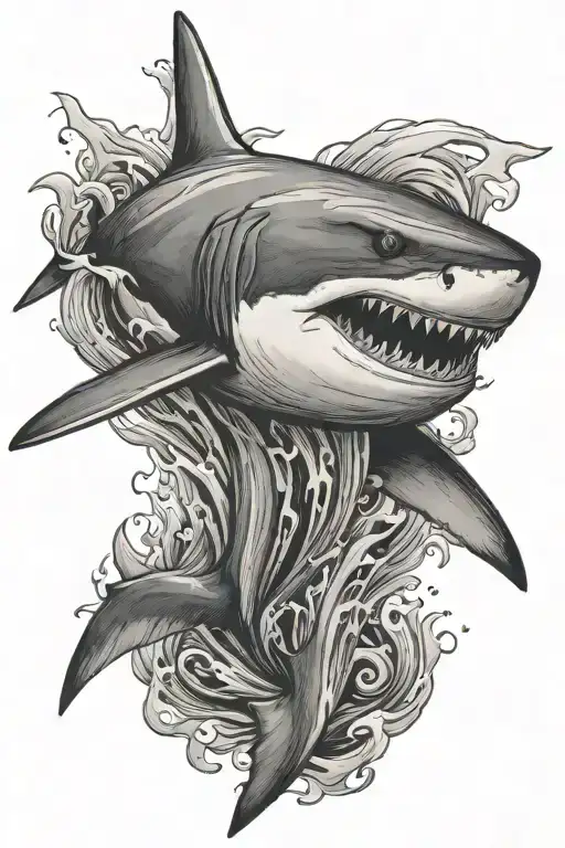 Shadow Style Shark Swimming