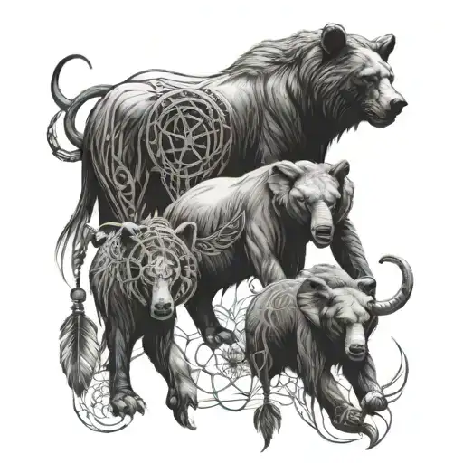 Evil Wolf Elephant And Bear With Dream Catcher
