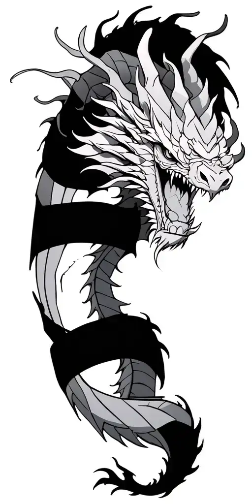 Dragon Wrapped Around Arm With Head On Chest