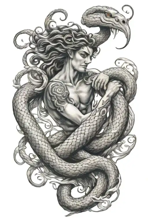 Greek Myth Emerging From A Snake