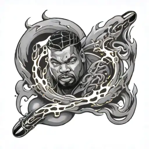 Ice Cube And Fire Flames Left Arm Sleeve