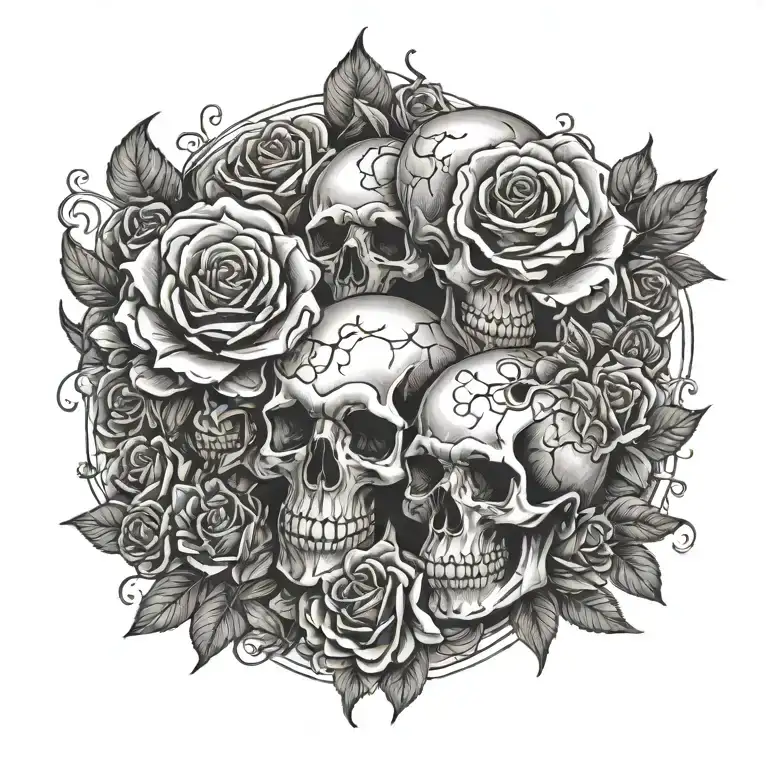 Skulls With Roses And Blood