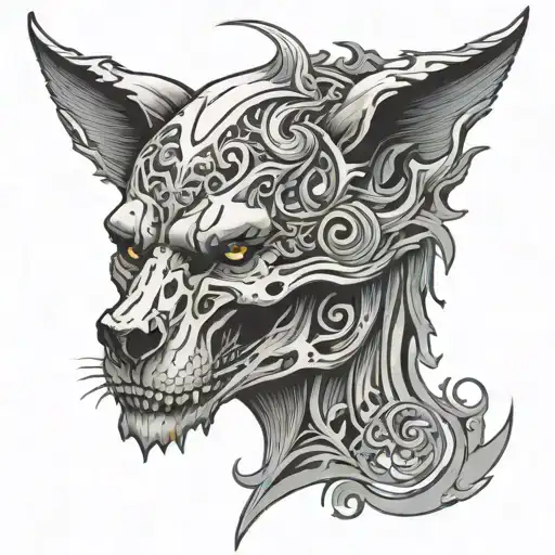 Skull Wolf Surrounded