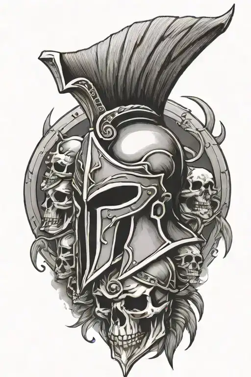 Spartan Helmet And Skulls