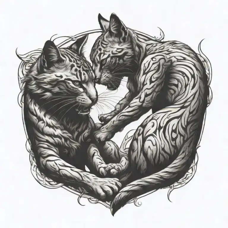 Two Fierce Cats Fighting
