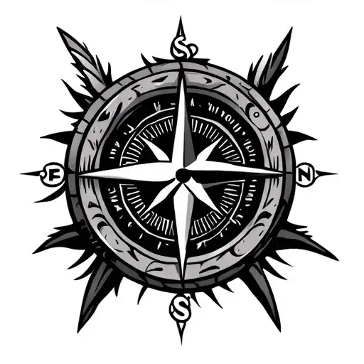 Compass With Polynesian Tribal