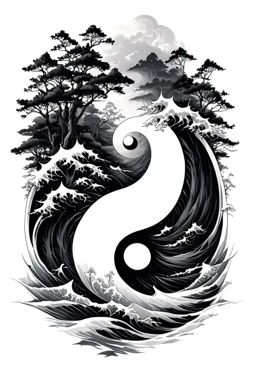 Yin Yang Wave And Forest
