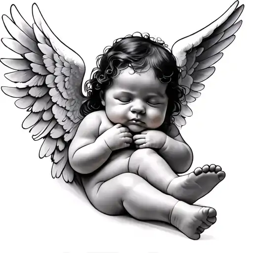 Baby And Angel Foot With Wings