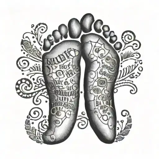 Baby Footprint With Names Around