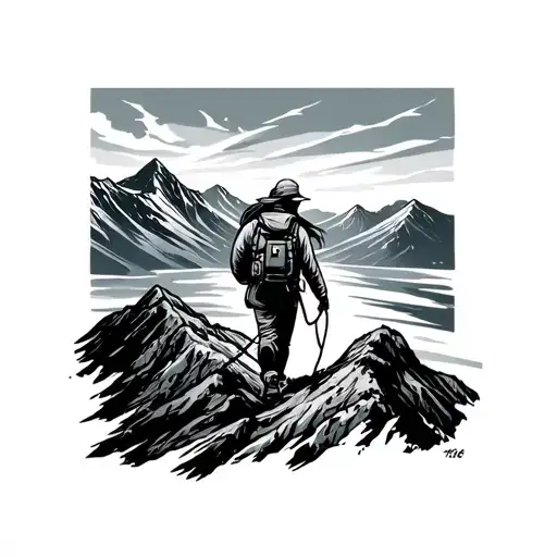 A Person Who Is Trekking On A Mountain And Is A Woman