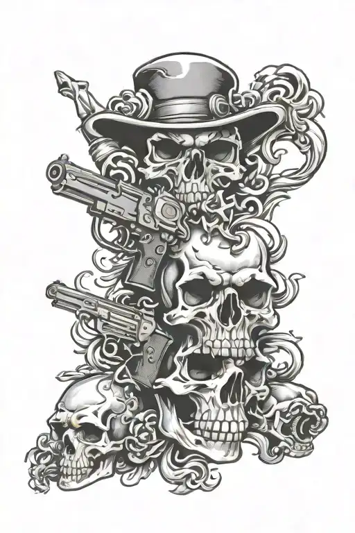 Smoking Gun With Skulls