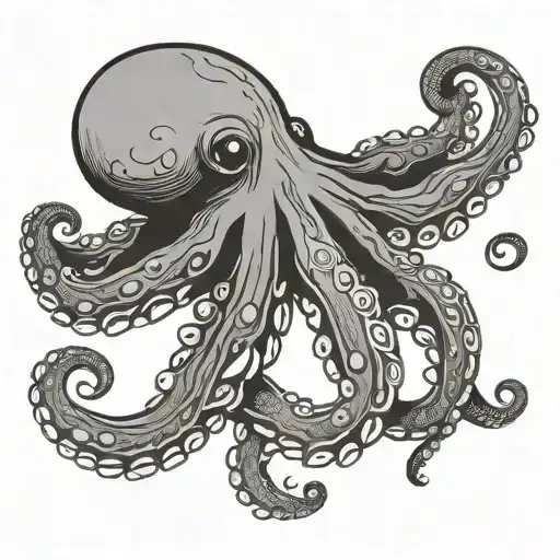 Minimalist Cute Octopus Line Drawing