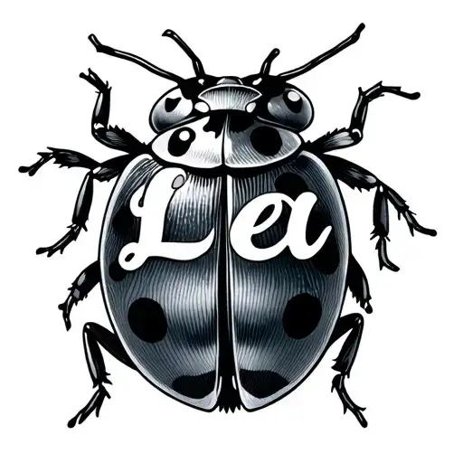 Ladybug Connected To The Word Lea In Cursive