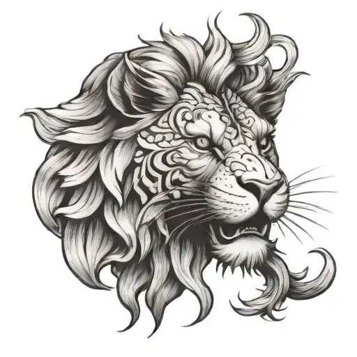 Lion Face With Full Koi