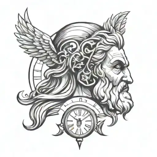 Zeus Face With Roman Numeral Clock Face