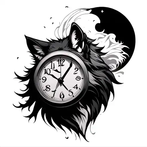 Tree Wolf Clock