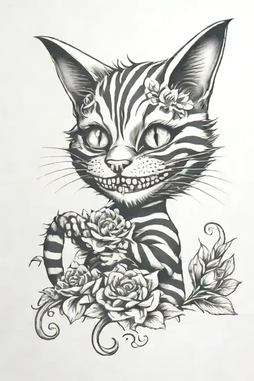 Chat Cheshire Cat With Flowers And Drugs