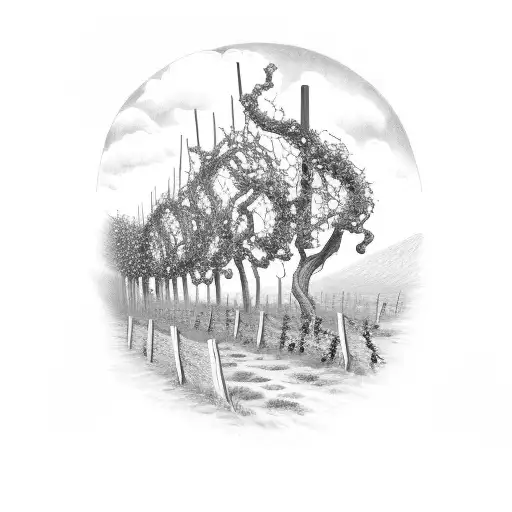 Vine Vineyard Path Leading To A Far-off City